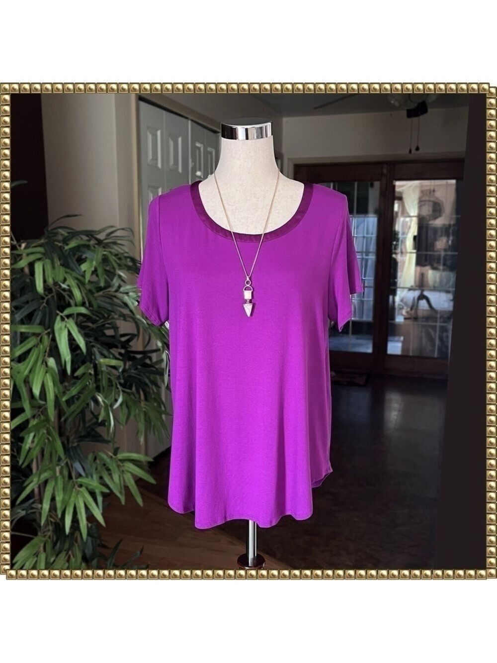 Alfani Violet Purple Scoop Neck Top Blouse Size 0X